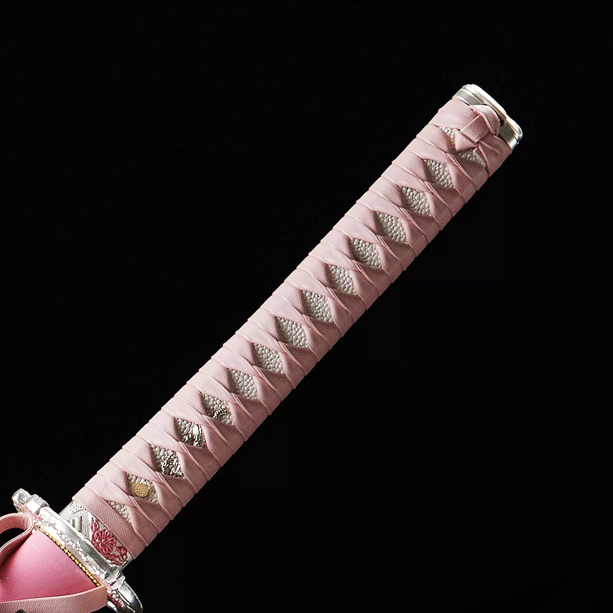 Voll-Tang Katana, handgefertigtes japanisches T10-Stahl-Katana, lehmgehärtet mit rosa Scheide, echter Hamon, echtes Katana-Schwert