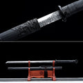 Handgefertigtes Ninjato-Schwert, Federstahl, Full Tang, schwarze Scheide - 107 cm, echtes Katana-Schwert