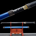 Handgefertigtes Ninjato-Schwert, Manganstahl, Full Tang, schwarze Klinge, echtes Katana-Schwert