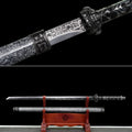 Handgefertigtes Ninjato-Schwert, Federstahl, Full Tang, weiße Scheide - 100,8 cm, echtes Katana-Schwert