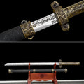 Handmade Chinese style Sword 1045 High carbon steel Full Tang Black Leather sheath and Alloy handle  - 42 in,Real katana sowrd