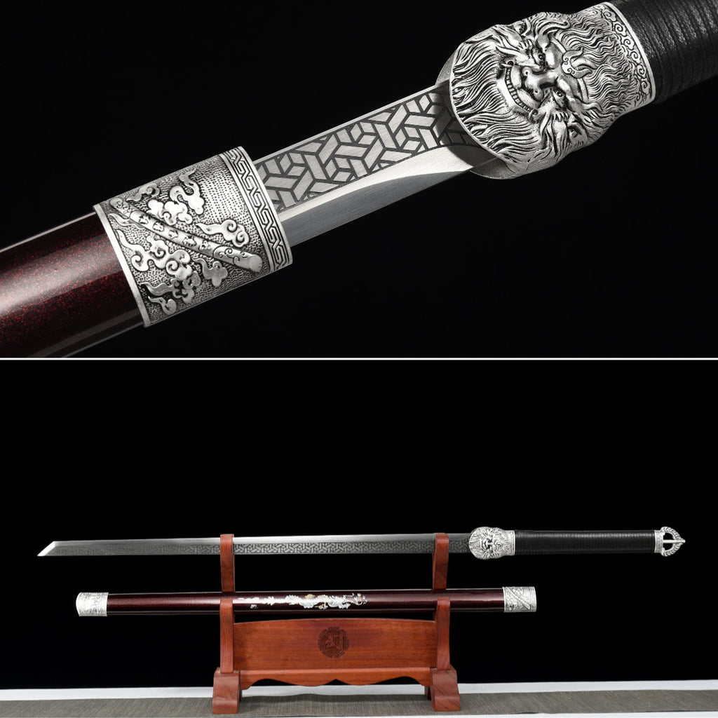Handmade Ninjato Sword Spring steel steel Full Tang Red Scabbard  - ,Real katana sowrd