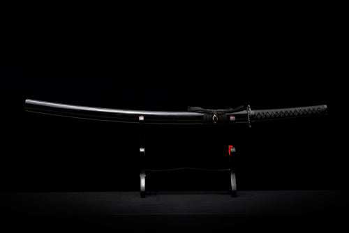 Handgefertigtes Katana aus 9260 Federstahl, Full Tang, schwarzes Katana, echtes Katana-Schwert