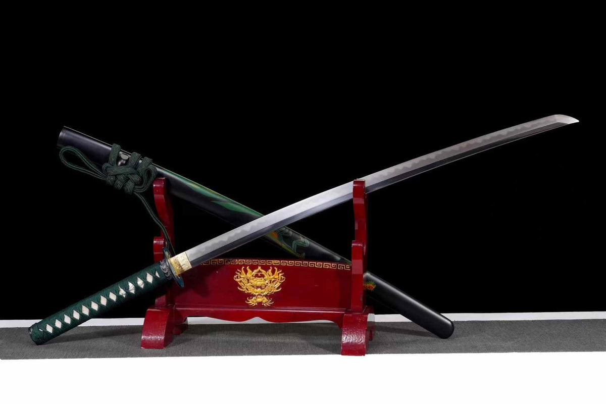 Exquisites Katana mit lehmgehärteter Klinge aus Tamahagane-Stahl, echtes Katana-Schwert