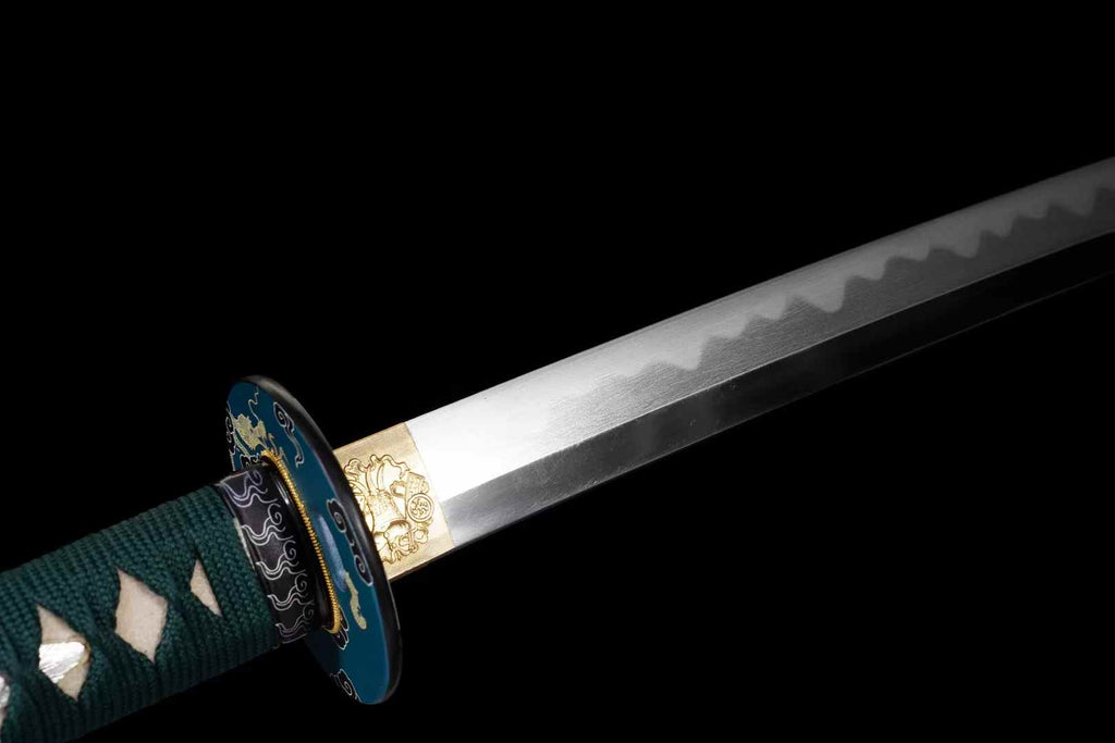 Exquisites Katana mit lehmgehärteter Klinge aus Tamahagane-Stahl, echtes Katana-Schwert