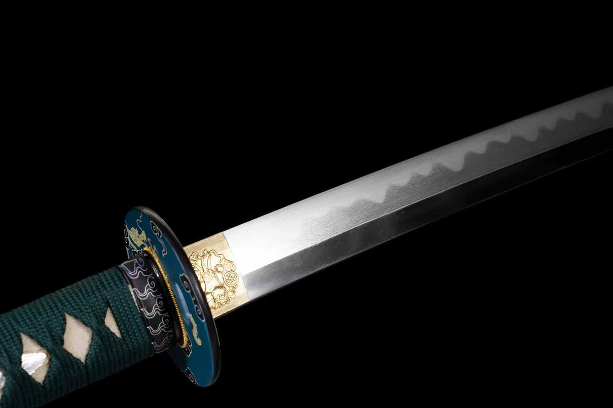 Exquisites Katana mit lehmgehärteter Klinge aus Tamahagane-Stahl, echtes Katana-Schwert