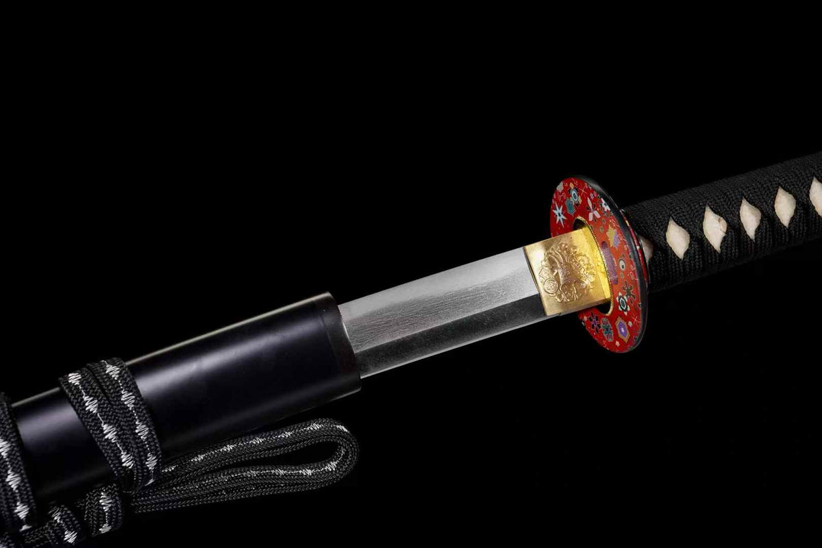 Exquisites Katana mit lehmgehärteter Klinge aus Tamahagane-Stahl, echtes Katana-Schwert