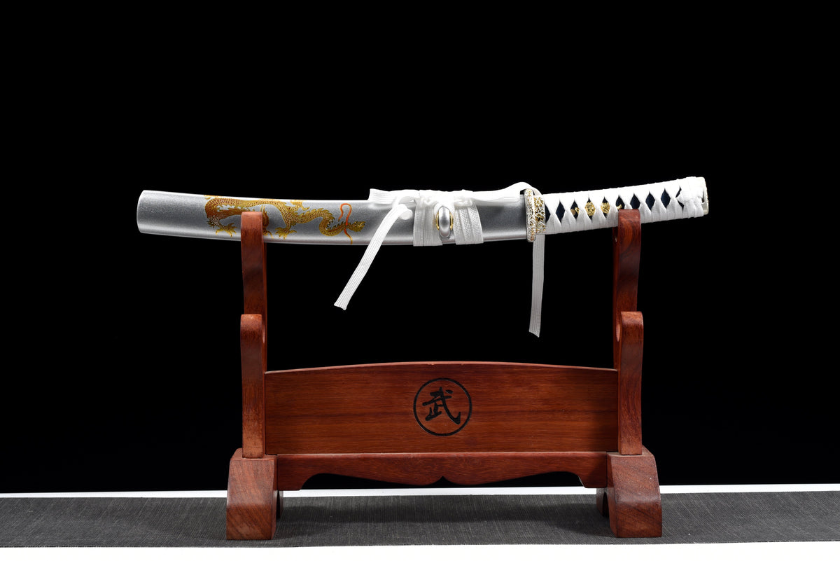 Handgefertigtes Full-Tang Tanto-Schwert, Klinge aus blauem Manganstahl, inklusive Scheide – 53 cm, echtes Katana-Schwert