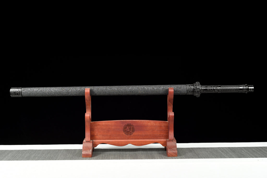 Handmade Ninjato Sword Spring steel Full Tang black Scabbard  - 39.7 in,Real katana sowrd