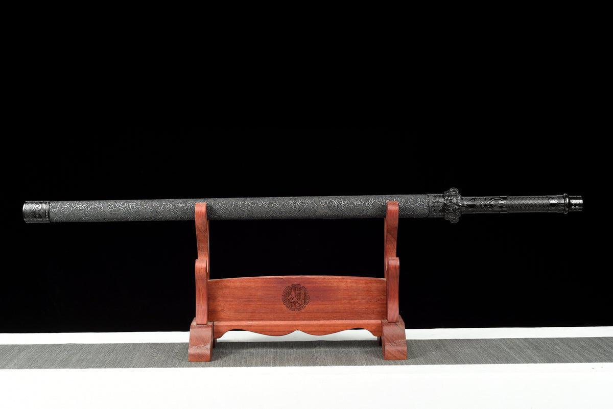 Handmade Ninjato Sword Spring steel Full Tang black Scabbard  - 39.7 in,Real katana sowrd