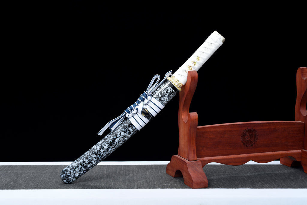 Handmade Full Tang Tanto Sword High manganese Blue steel Blade With scabbard - 21 in,Real katana sowrd