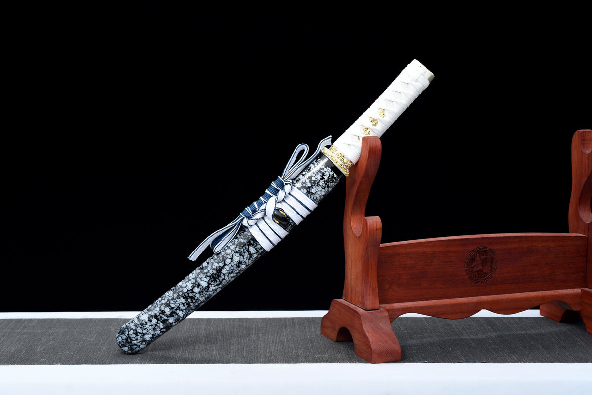 Handgefertigtes Full-Tang Tanto-Schwert, Klinge aus blauem Manganstahl, inklusive Scheide – 53 cm, echtes Katana-Schwert