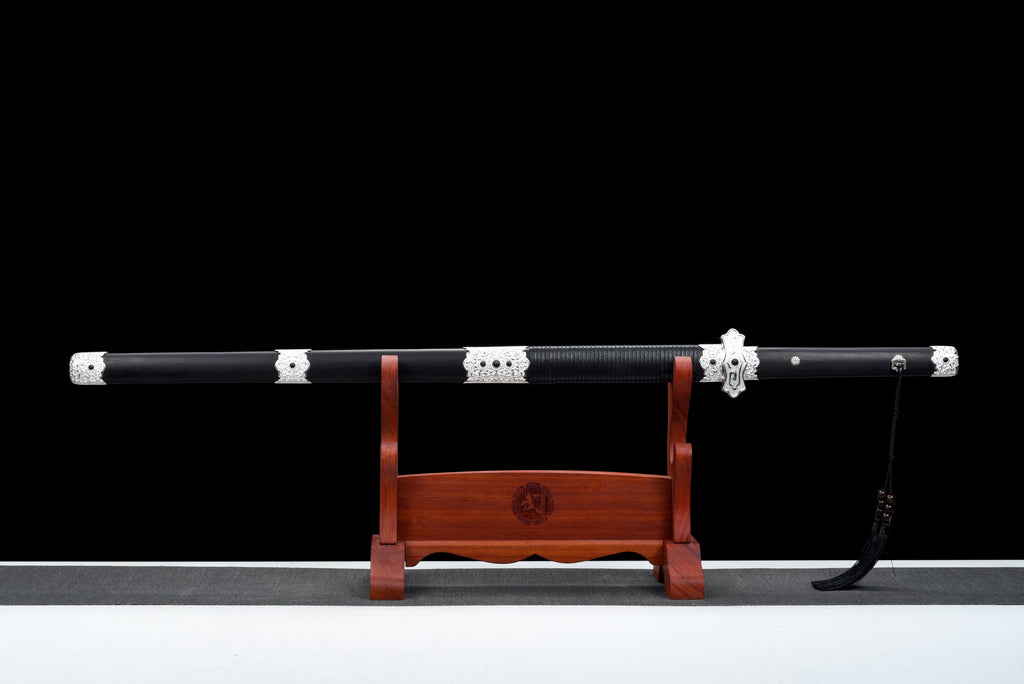 Handgefertigtes Ninjato-Schwert, Manganstahl, Full Tang, blaue Klinge, echtes Katana-Schwert