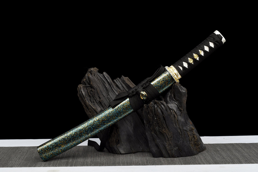 Handgefertigtes Full-Tang Tanto-Schwert, Klinge aus blauem Manganstahl, inklusive Scheide – 53 cm, echtes Katana-Schwert