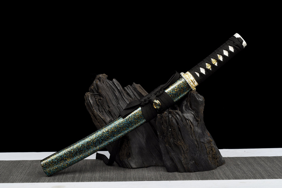 Handgefertigtes Full-Tang Tanto-Schwert, Klinge aus blauem Manganstahl, inklusive Scheide – 53 cm, echtes Katana-Schwert