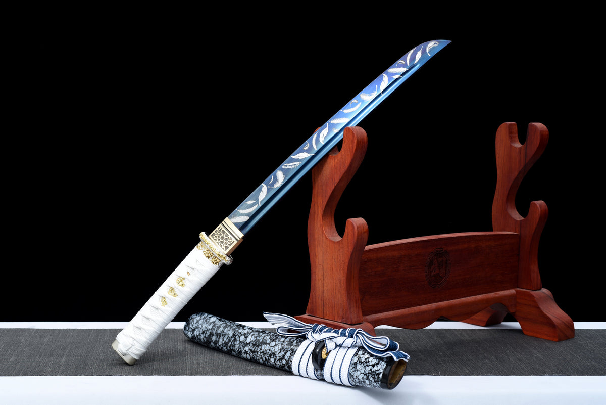 Handgefertigtes Full-Tang Tanto-Schwert, Klinge aus blauem Manganstahl, inklusive Scheide – 53 cm, echtes Katana-Schwert