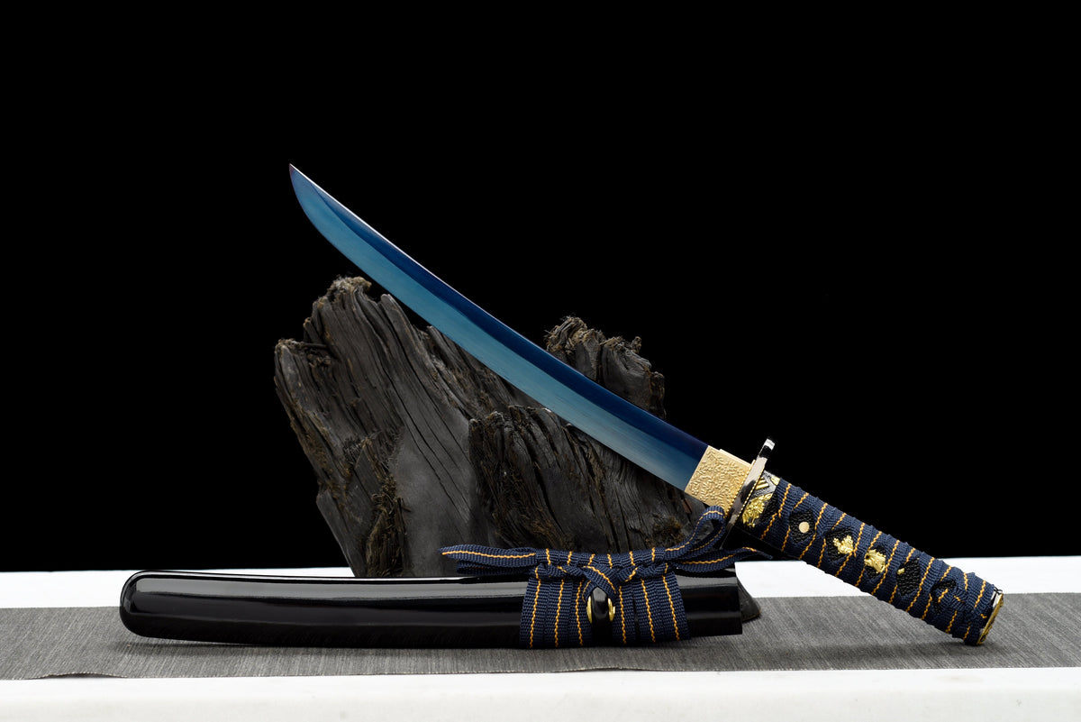Handgefertigtes Full-Tang Tanto-Schwert, Klinge aus blauem Manganstahl, inklusive Scheide – 53 cm, echtes Katana-Schwert