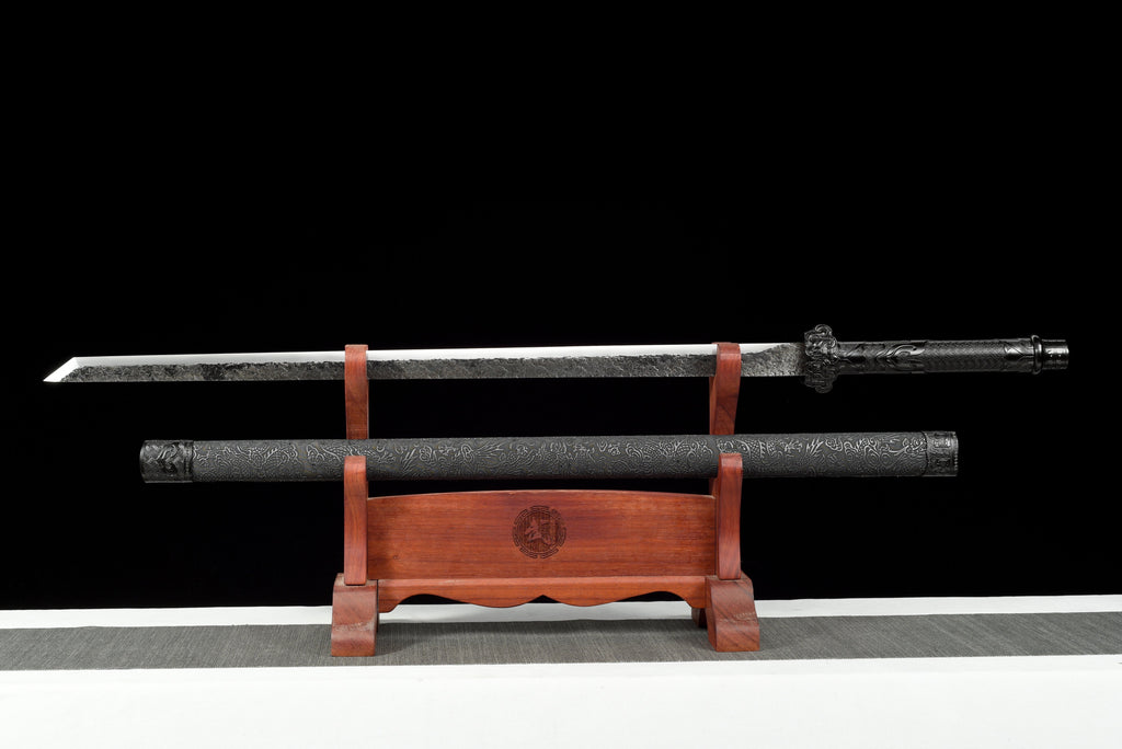 Handmade Ninjato Sword Spring steel Full Tang black Scabbard  - 39.7 in,Real katana sowrd