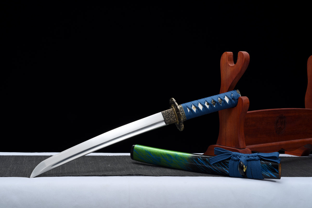 Handgefertigtes Full-Tang Tanto-Schwert, Klinge aus 1045 Kohlenstoffstahl, mit Scheide, echtes Katana-Schwert