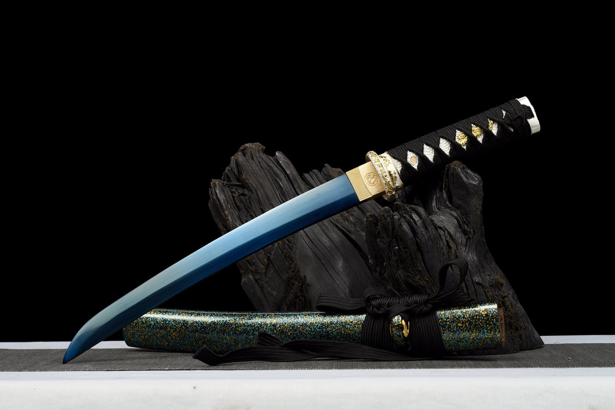 Handgefertigtes Full-Tang Tanto-Schwert, Klinge aus blauem Manganstahl, inklusive Scheide – 53 cm, echtes Katana-Schwert