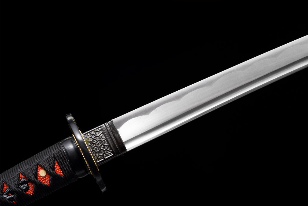 Handgefertigtes Wakizashi-Schwert aus 1045 Kohlenstoffstahl mit schwarzer Scheide – 79 cm, echtes Katana-Schwert