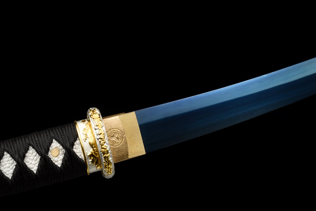 Handgefertigtes Full-Tang Tanto-Schwert, Klinge aus blauem Manganstahl, inklusive Scheide – 53 cm, echtes Katana-Schwert