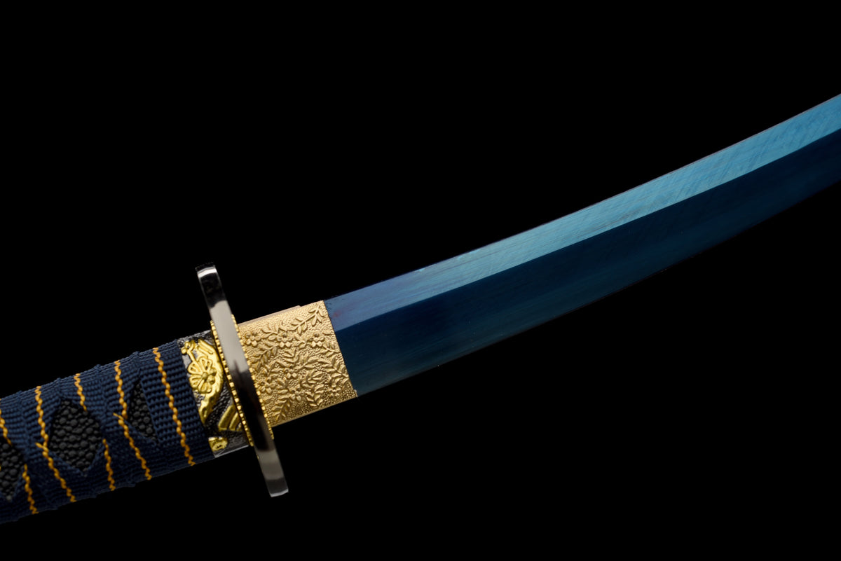 Handgefertigtes Full-Tang Tanto-Schwert, Klinge aus blauem Manganstahl, inklusive Scheide – 53 cm, echtes Katana-Schwert