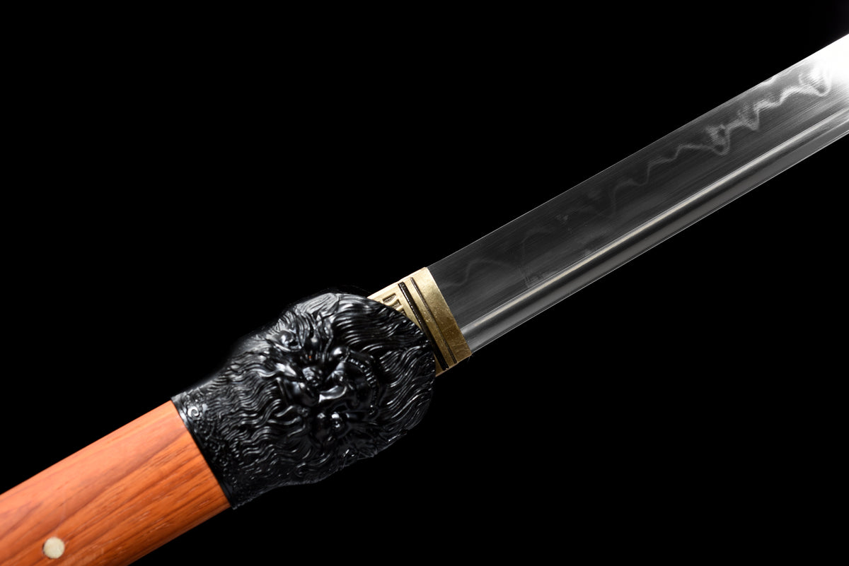 Handgefertigtes Ninja-Schwert, T10-Stahl, echte Hamon-Klinge, Full Tang, Redwood-Scheide – 104 cm, echtes Katana-Schwert