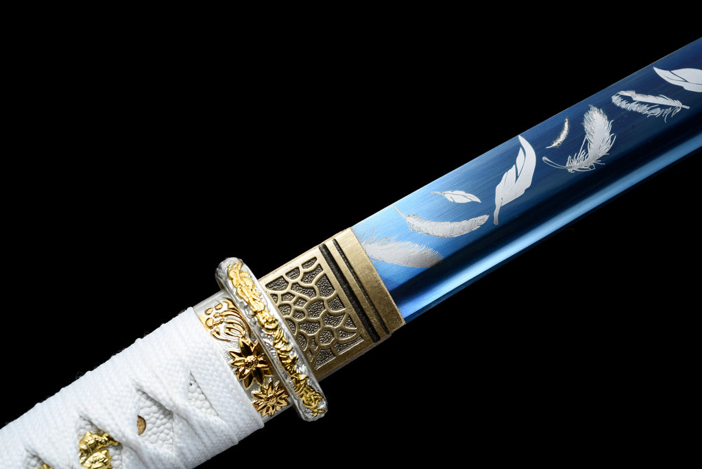 Handmade Full Tang Tanto Sword High manganese Blue steel Blade With scabbard - 21 in,Real katana sowrd