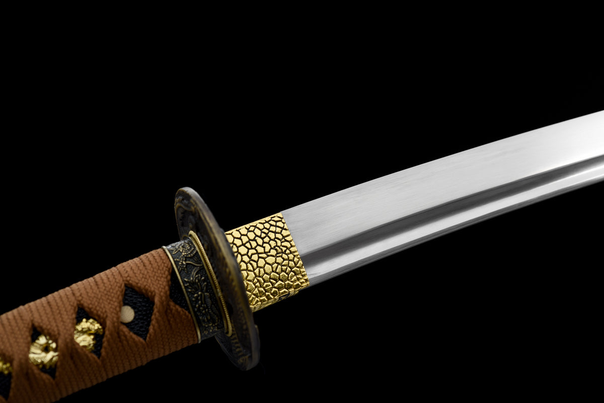 Handgefertigtes Wakizashi-Schwert aus 1045er Kohlenstoffstahl mit schwarzer Scheide – 79 cm, echtes Katana-Schwert