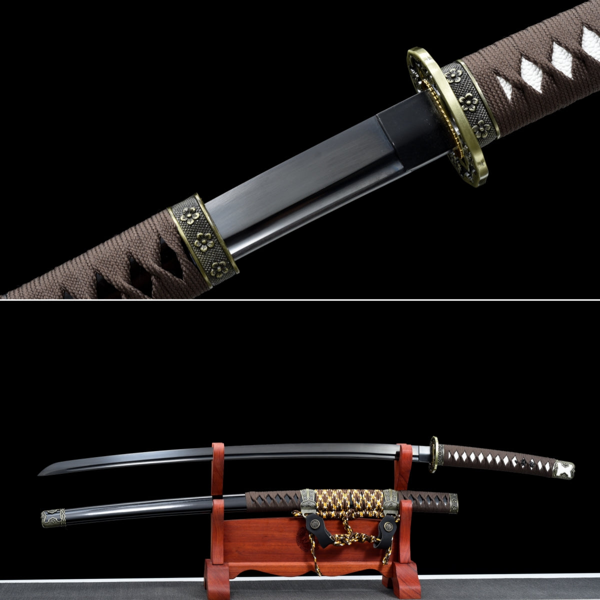 Handgefertigtes TACHI-SCHWERT mit Full-Tang-Klinge aus kohlenstoffreichem Stahl, 104 cm, echtes Katana-Schwert