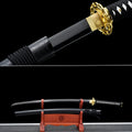 Handgefertigtes Full-Tang-Katana aus 1095er Kohlenstoffstahl, schwarze Klinge, echtes Katana-Schwert