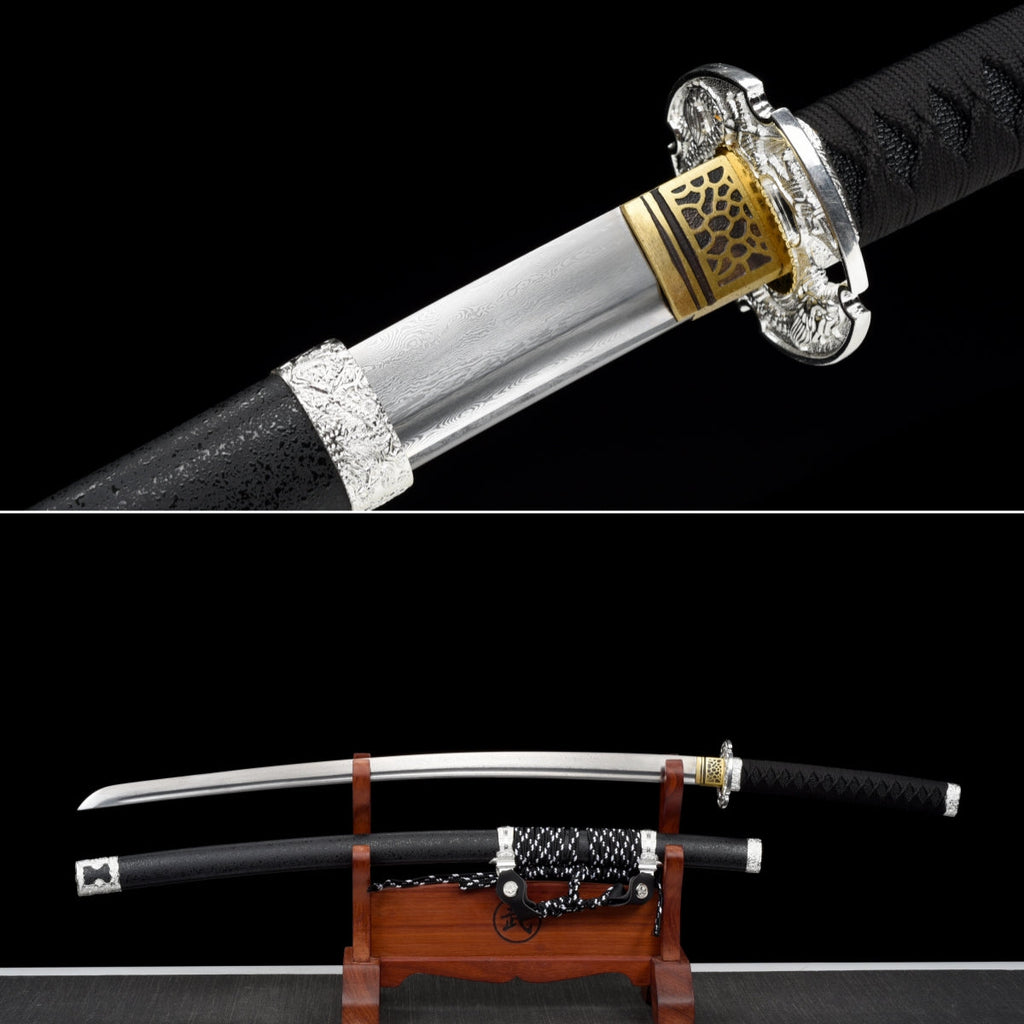 Handgefertigtes Full-Tang-Damaststahl-Schwert, TACHI-SCHWERT, 41 Zoll, echtes Katana-Schwert