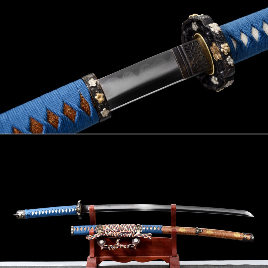 Handgefertigtes Full-Tang-Damaststahl-Schwert mit echtem Hamon, TACHI-SCHWERTER, 41 Zoll, echtes Katana-Schwert