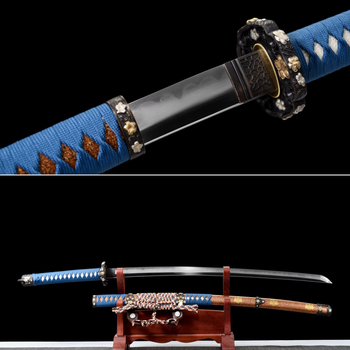 Handgefertigtes Full-Tang-Damaststahl-Schwert mit echtem Hamon, TACHI-SCHWERTER, 41 Zoll, echtes Katana-Schwert