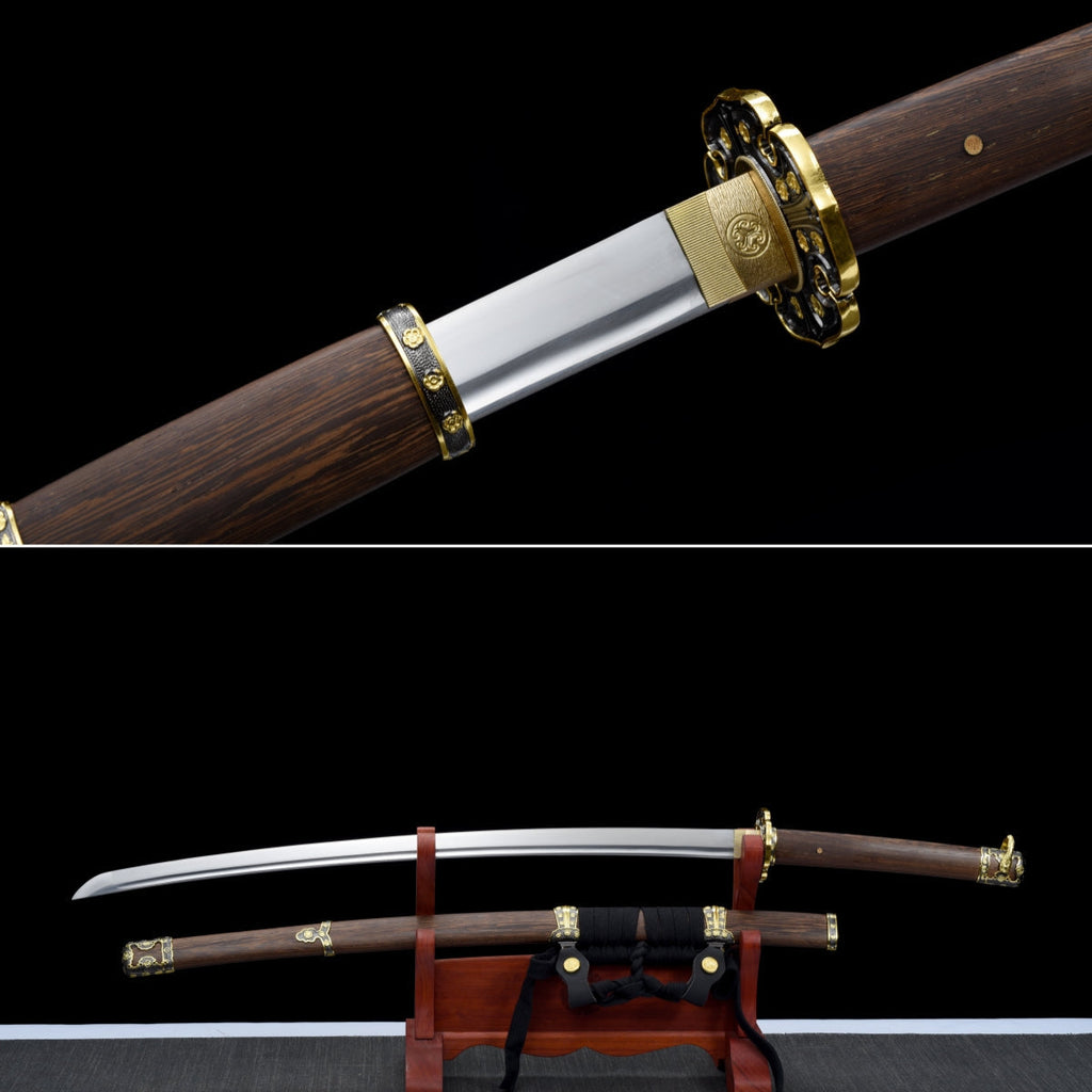 Handgefertigtes Tachi-Schwert mit Full-Tang-Klinge aus Manganstahl, echtes Katana-Schwert