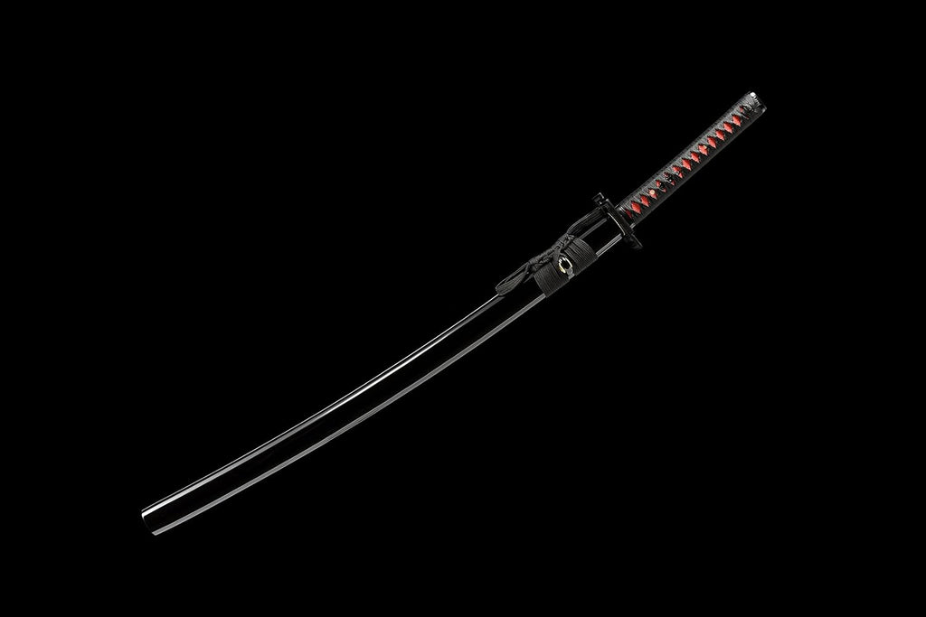 Ichigo Kurosaki, Full Tang 41 Zoll Cosplay handgeschmiedetes Katana-Schwert, 1060er Kohlenstoffstahl Schwarz und Weiß, sehr scharf – Anime-Schwert (Schwarz)