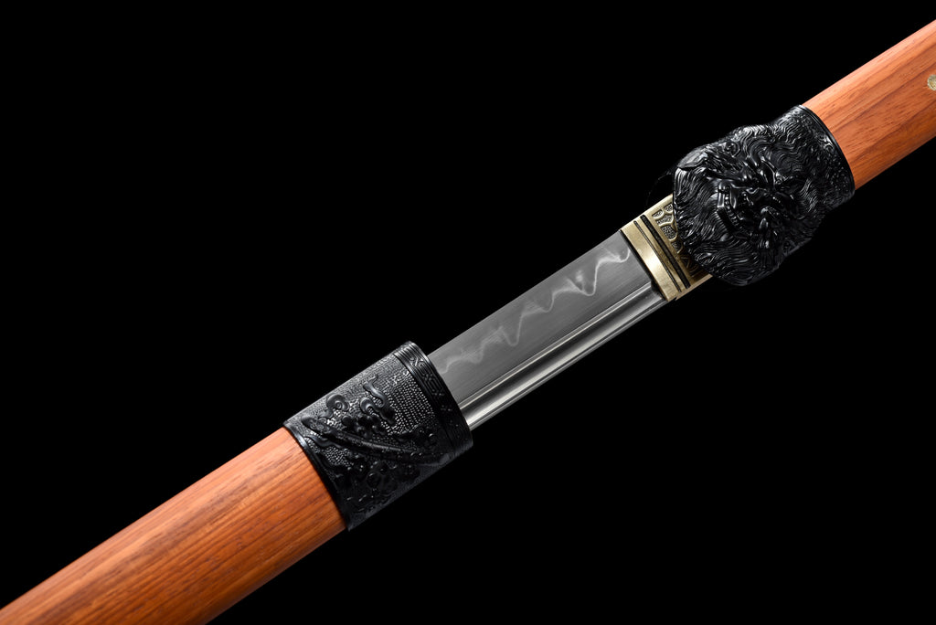 Handgefertigtes Ninja-Schwert, T10-Stahl, echte Hamon-Klinge, Full Tang, Redwood-Scheide – 104 cm, echtes Katana-Schwert