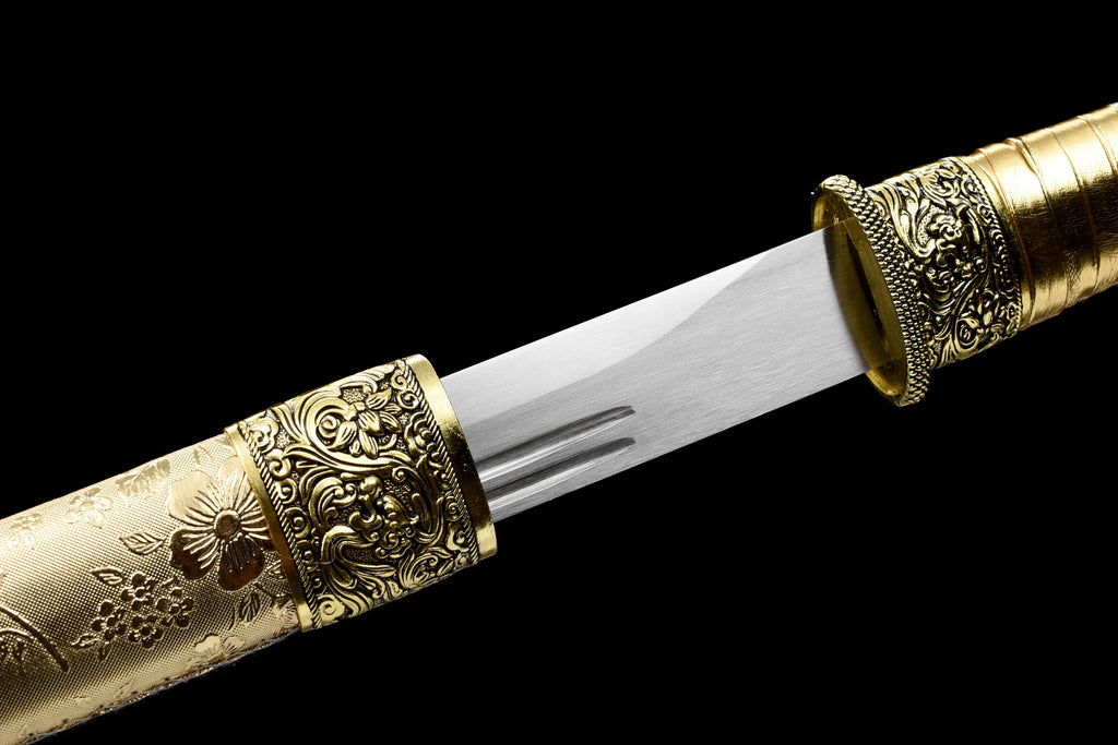 Handmade Ninjato Sword High manganese steel Full Tang gold Scabbard  - 41 in,Real katana sowrd
