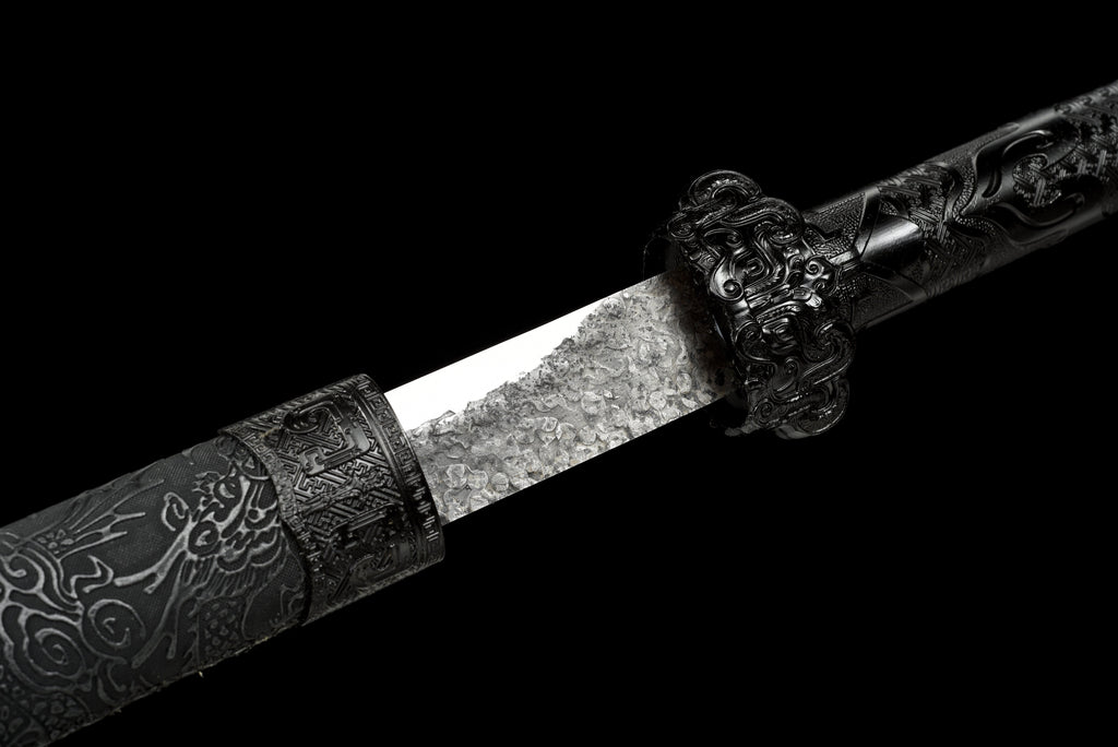 Handmade Ninjato Sword Spring steel Full Tang black Scabbard  - 39.7 in,Real katana sowrd