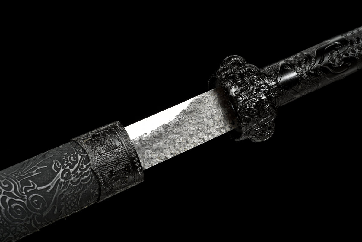 Handmade Ninjato Sword Spring steel Full Tang black Scabbard  - 39.7 in,Real katana sowrd