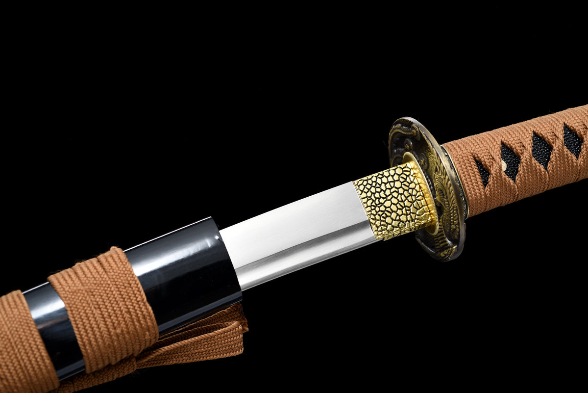 Handgefertigtes Wakizashi-Schwert aus 1045er Kohlenstoffstahl mit schwarzer Scheide – 79 cm, echtes Katana-Schwert
