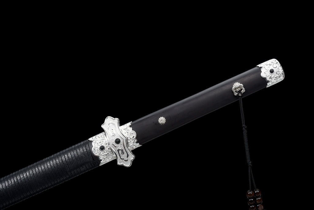 Handgefertigtes Ninjato-Schwert, Manganstahl, Full Tang, blaue Klinge, echtes Katana-Schwert