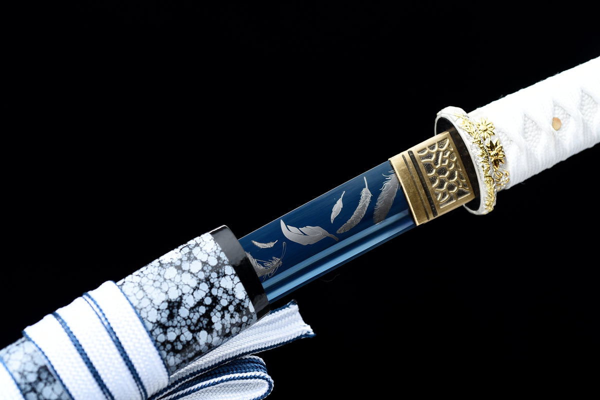 Handgefertigtes Full-Tang Tanto-Schwert, Klinge aus blauem Manganstahl, inklusive Scheide – 53 cm, echtes Katana-Schwert
