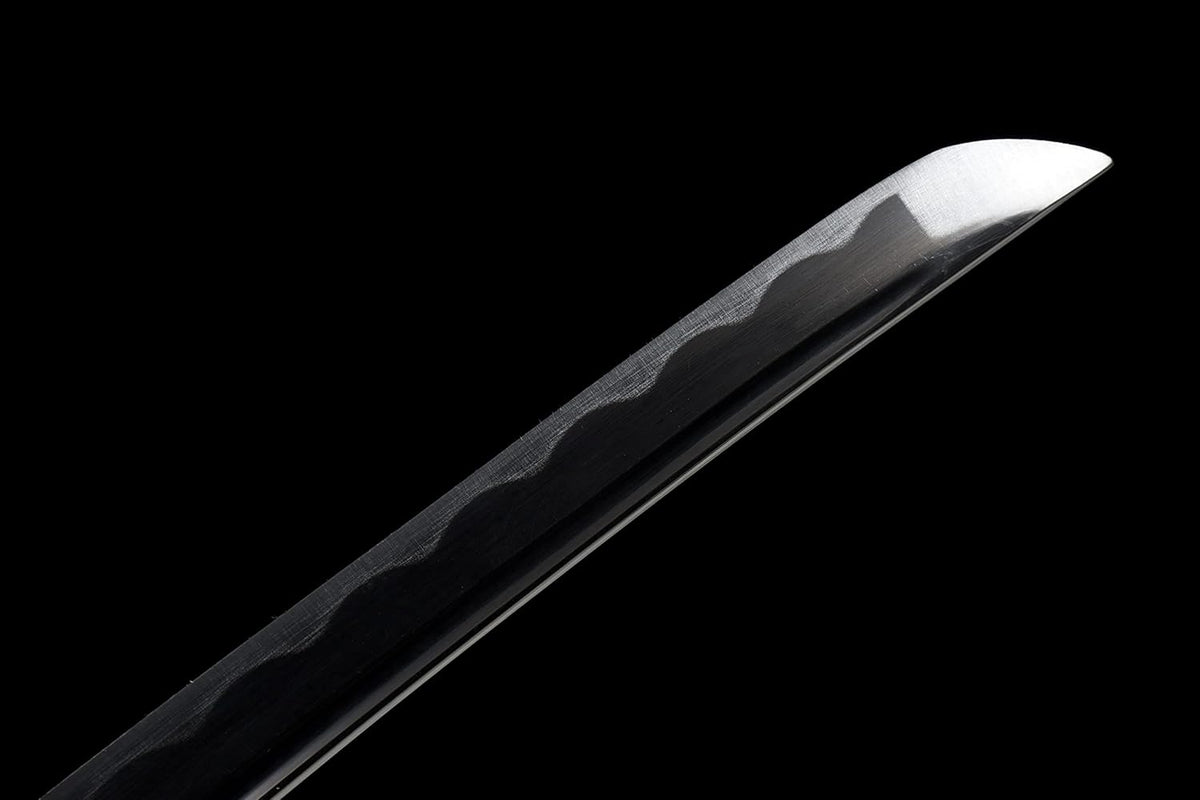 Ichigo Kurosaki, Full Tang 41 Zoll Cosplay handgeschmiedetes Katana-Schwert, 1060er Kohlenstoffstahl Schwarz und Weiß, sehr scharf – Anime-Schwert (Schwarz)