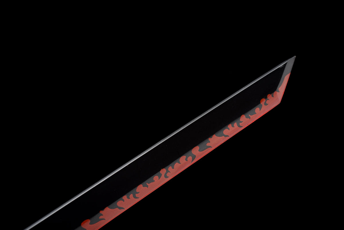 Handgefertigtes Ninjato-Schwert, Manganstahl, Full Tang, schwarze Scheide - 104 cm, echtes Katana-Schwert