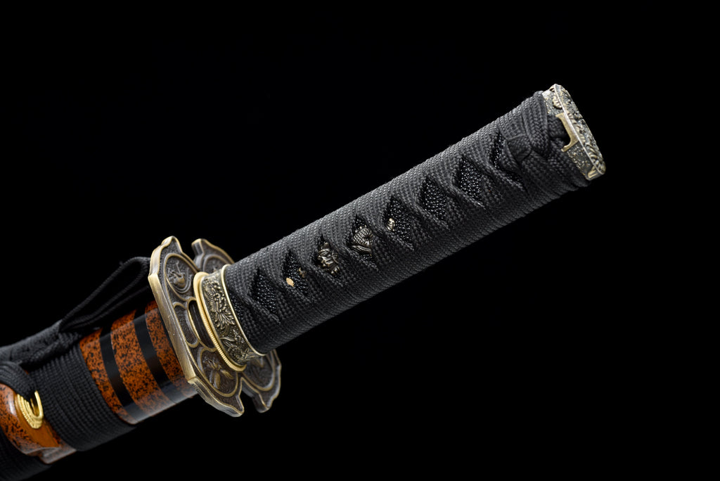 Handgefertigtes Full-Tang Tanto-Schwert, Klinge aus Mangan-Stahl schwarz, mit Scheide - 53 cm, echtes Katana-Schwert
