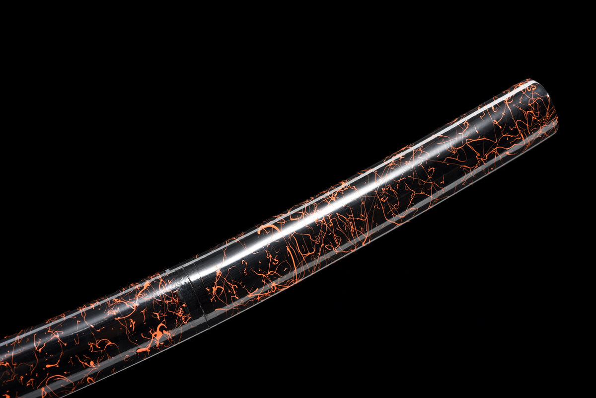 Handgefertigtes Wakizashi-Schwert aus rotem Damaszener-Stahl mit Scheide - 79 cm, echtes Katana-Schwert