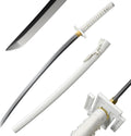 Ichigo Kurosaki, Full Tang 41 Zoll Cosplay handgeschmiedetes Katana-Schwert, 1060 Kohlenstoffstahl Schwarz und Weiß, sehr scharf – Anime-Schwert (Weiß)