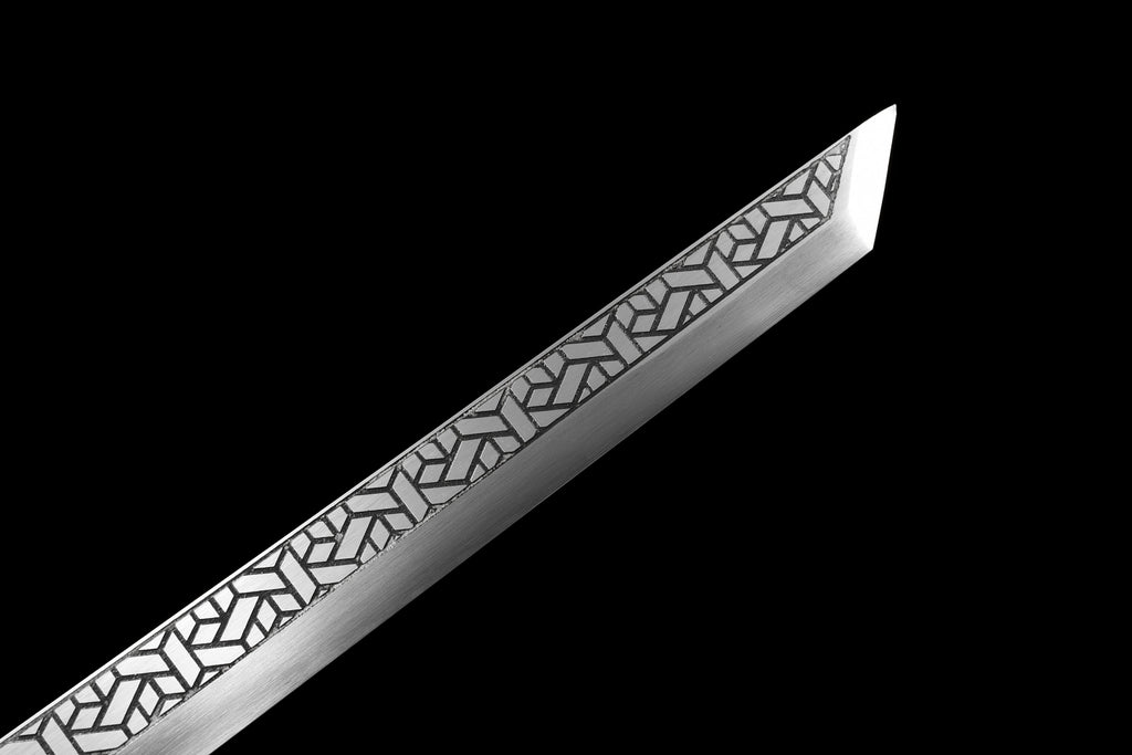 Handgefertigtes Ninja-Schwert, 1045 Kohlenstoffstahl-Klinge, Full Tang, goldene Scheide - 104 cm, echtes Katana-Schwert